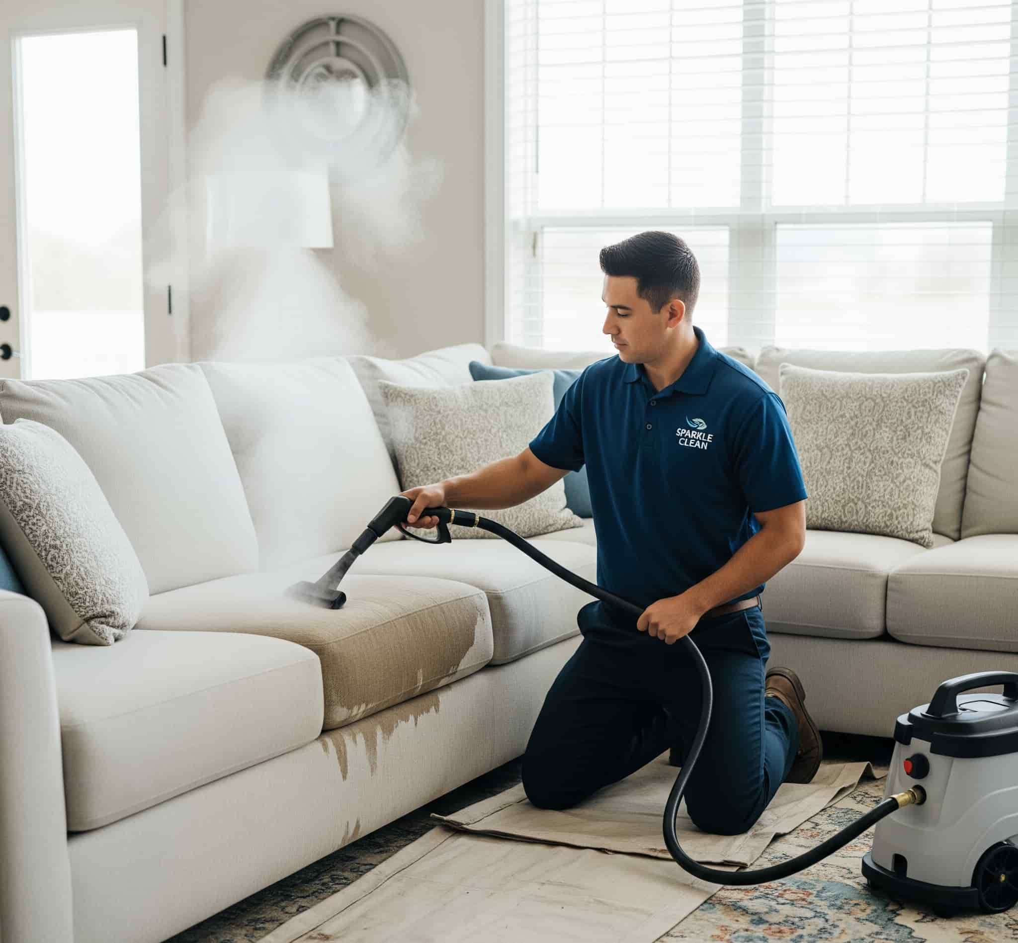 Esenyurt koltuk yıkama hizmetinde koltuk yüzeyini derinlemesine temizleyen buharlı cihaz