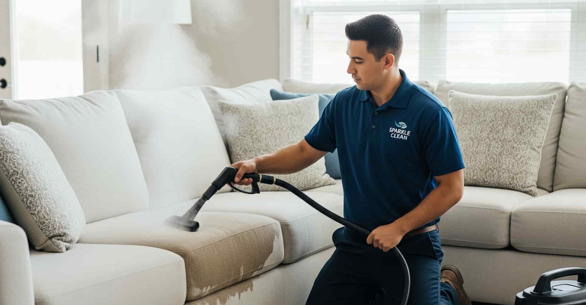 Esenyurt koltuk yıkama hizmetinde koltuk yüzeyini derinlemesine temizleyen buharlı cihaz