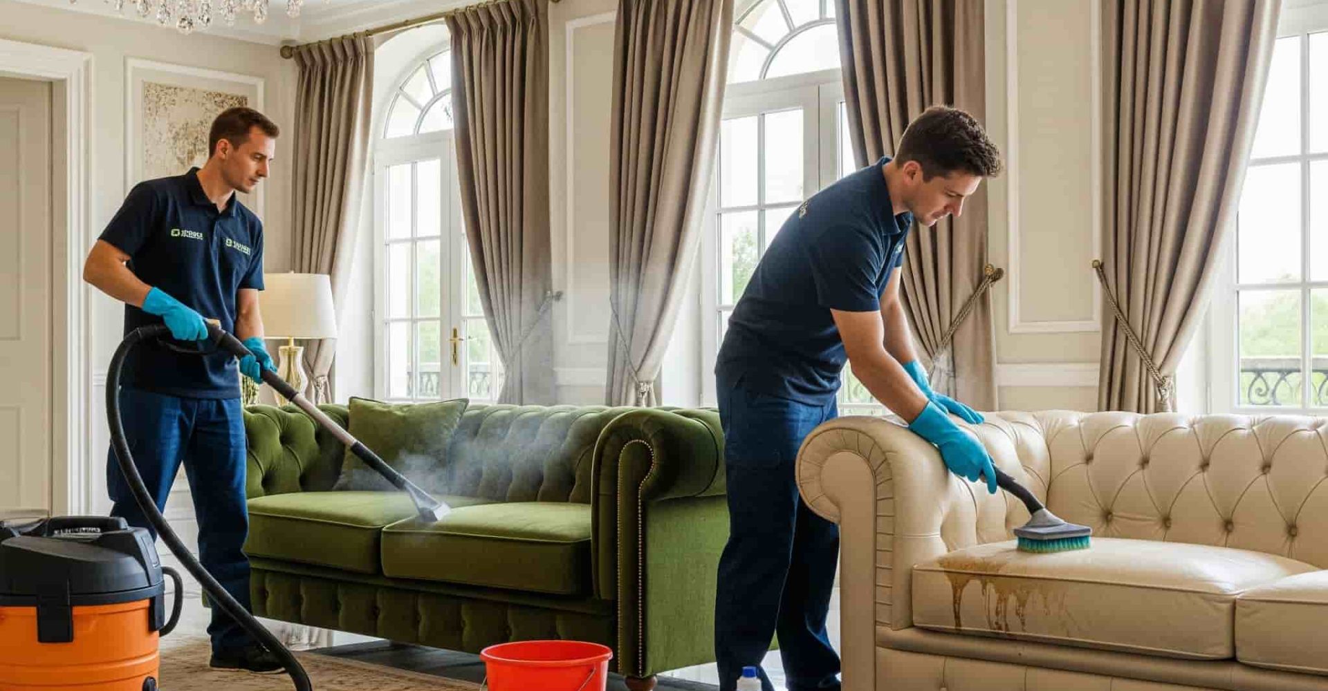 Gaziosmanpaşa koltuk yıkama hizmeti sırasında buharlı temizlik cihazı ile koltuk temizliği